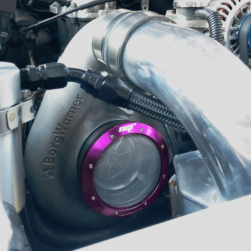 Load image into Gallery viewer, NGR Turbo Filter 4&quot; Turbo Guard in Purple - Installation View
