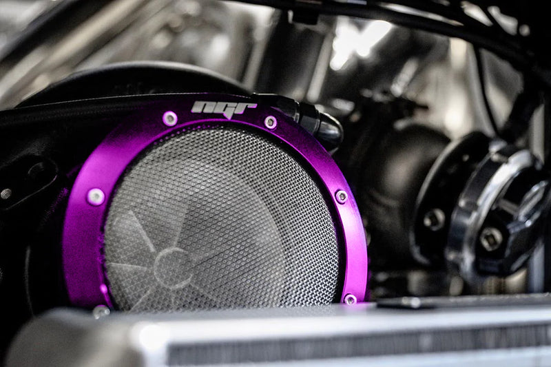 Load image into Gallery viewer, NGR Turbo Filter (Street Edition) - Purple Turbo Guard with 3.5in - Installation View
