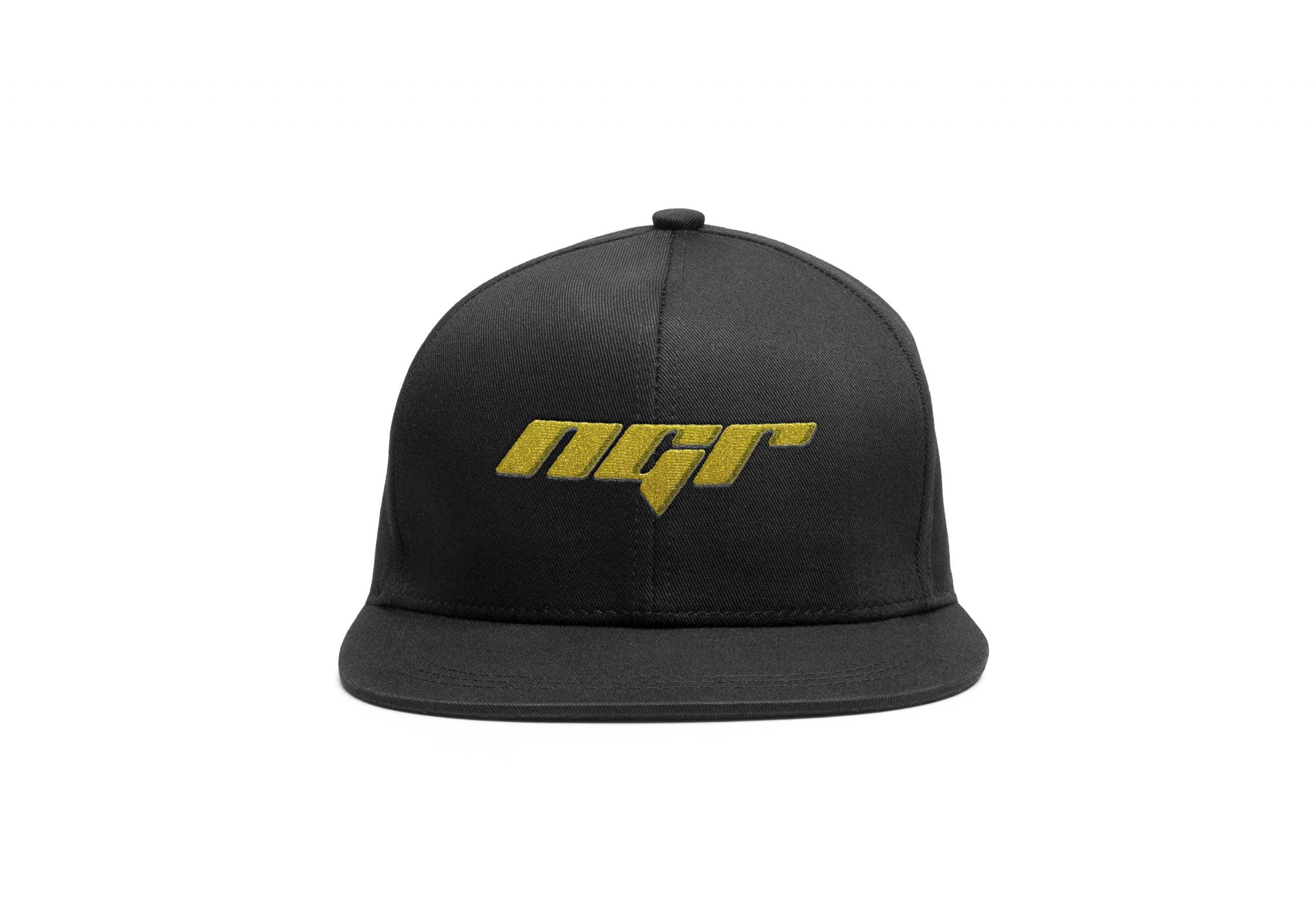 RAW Baseball Flat Brim Snapback Cap Black on Black