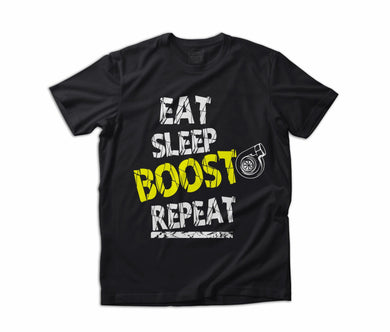 DUEB Eat Sleep Boost Repeat Crew Neck T-Shirt - Yellow Design - Front